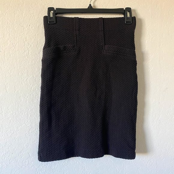 Ganni Womens Skirt Pencil Straight Size XS Black Minimalist Stretch Textured - Picture 1 of 9